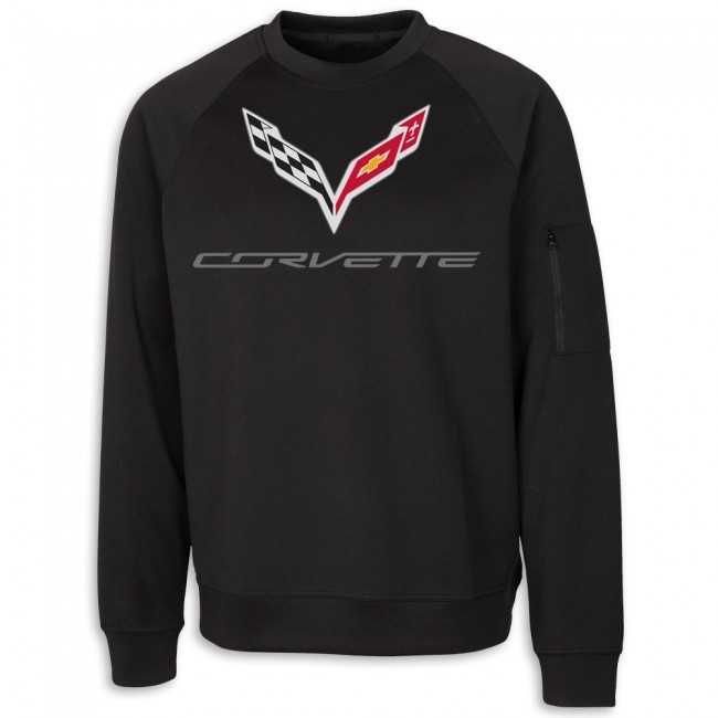 C7 Corvette Skyline Long Sleev  Crewneck - Black