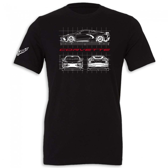 C8 Corvette Blueprint T-Shirt Black