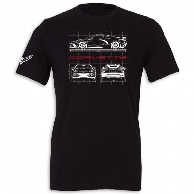 C8 Corvette Blueprint T-Shirt Black
