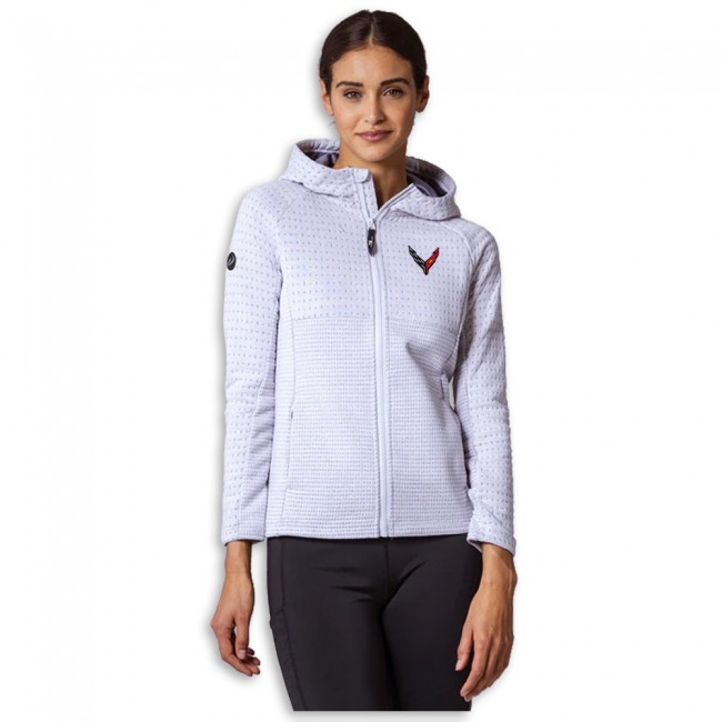 C8 Corvette Arena Hooded Fleece White/Pebble