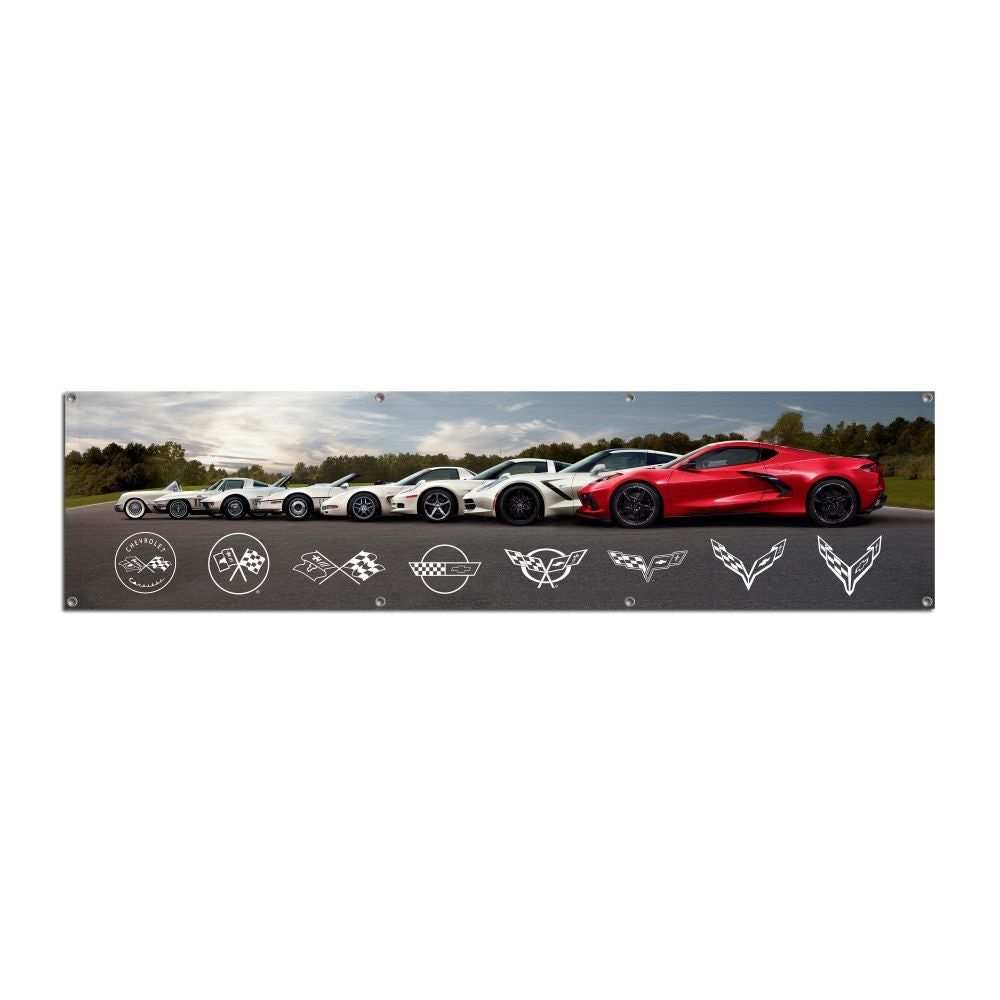 Corvette 8 Generations Metal Print