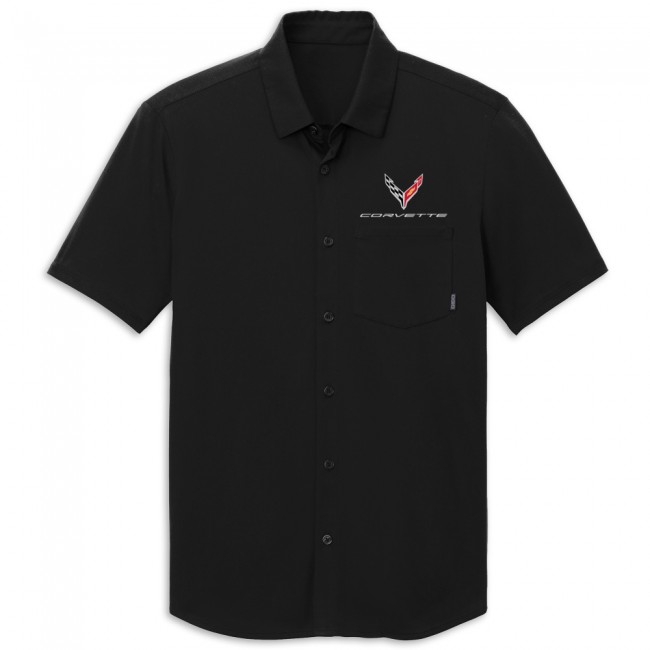 C8 Corvette Short Sleeve Button-Up