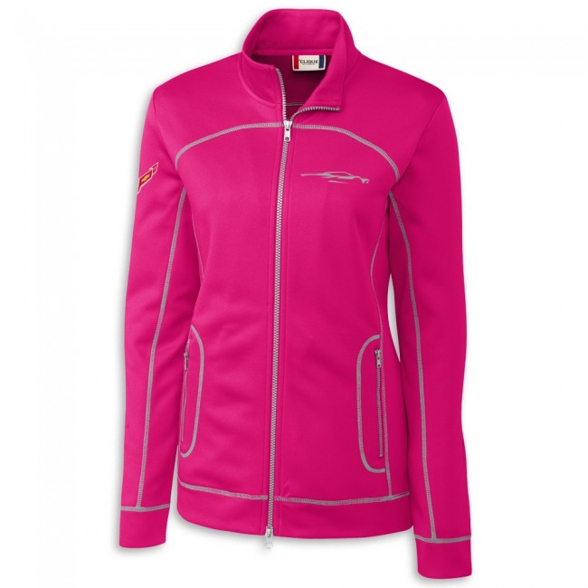 C8 Corvette Ladies Heather Full-Zip Fleece Pink