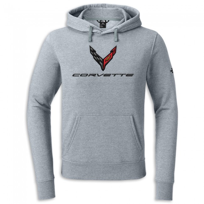 C8 Corvette  The North Face Hoodie, Light Gray Heather