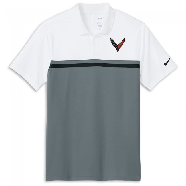 C8 Corvette  Nike Dri-FIT Colorblock Polo, White/Cool Gray/Black