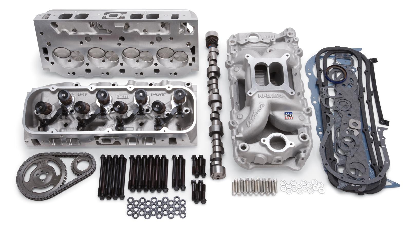 Edelbrock Power Package Top End Kit, RPM Series, Chevrolet, 85-Earlier Mark IV, 396-454c.i.d big block V8, Oval Port, 540HP+, Pa