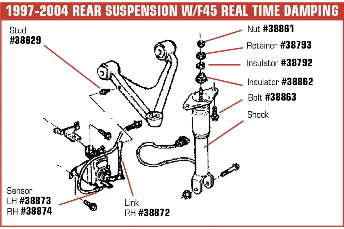 C5 Corvette  Position Sensor Link, Rear RH W/F45
