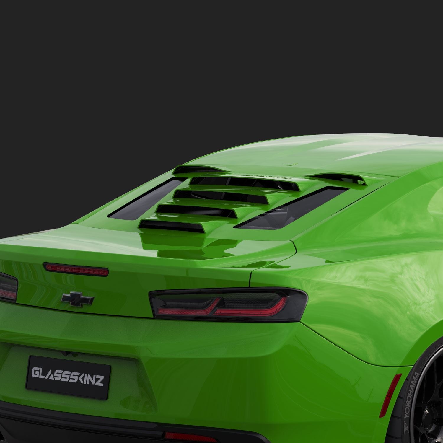 2016-23 Camaro 6th Gen Tekno 1 Quarter Window Louvers, SPITFIRE GREEN  GMV