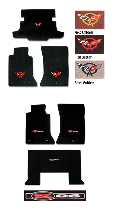 C5 Corvette Mats. Black W/Gold Applique