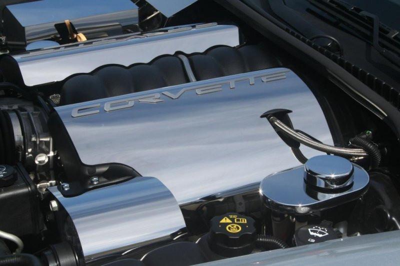 2008-2013 C6/GS - Corvette Fuel Rail Covers Polished with "CORVETTE" script
