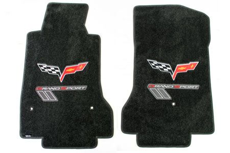 C6 Corvette 10-13E Lloyd Ultimat Floor Mats w/C6 Emblem & Grand Sport (Red/Silve