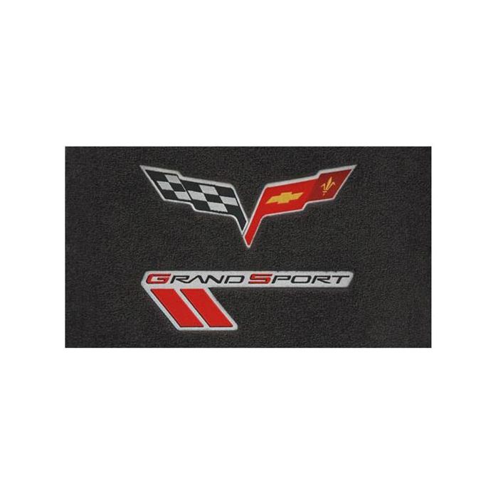 C6 Corvette 10-13E Lloyd Velourtex Floor Mats w/C6 Emblem & Grand Sport (Red/Bla