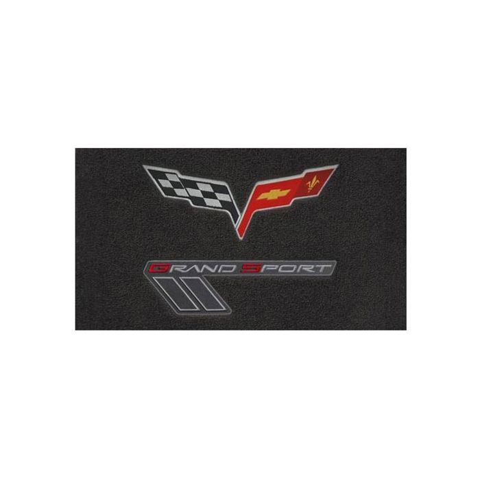 C6 Corvette 10-13E Lloyd Velourtex Floor Mats w/C6 Emblem & Grand Sport (Red/Sil
