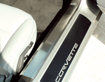 2005-2013 C6 Corvette Inner Door Sill Covers - Brushed Stainless Steel