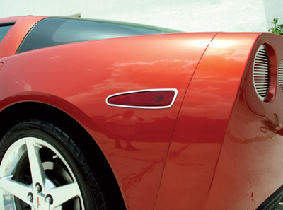 2005-2013 C6 Corvette Side Mark Light Bezels Stainless Steel 4pc Set