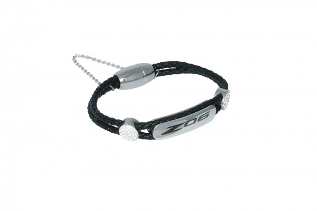 C8 Corvette Z06 Braided Leather Preciosa Bracelet Black