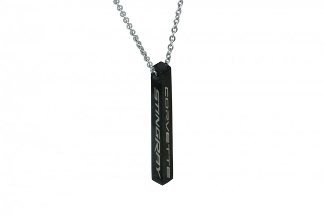C8 Corvette  C8 Stingray Bar Necklace, Black Steel