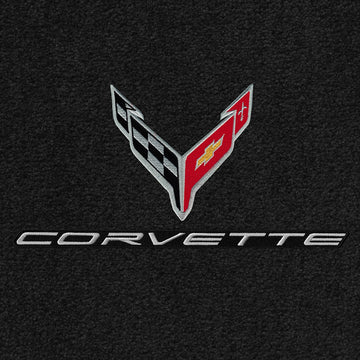C8 Corvette Rear Cargo Mat, Lloyds Mats with C8 Crossed Flags & Corvette Script,