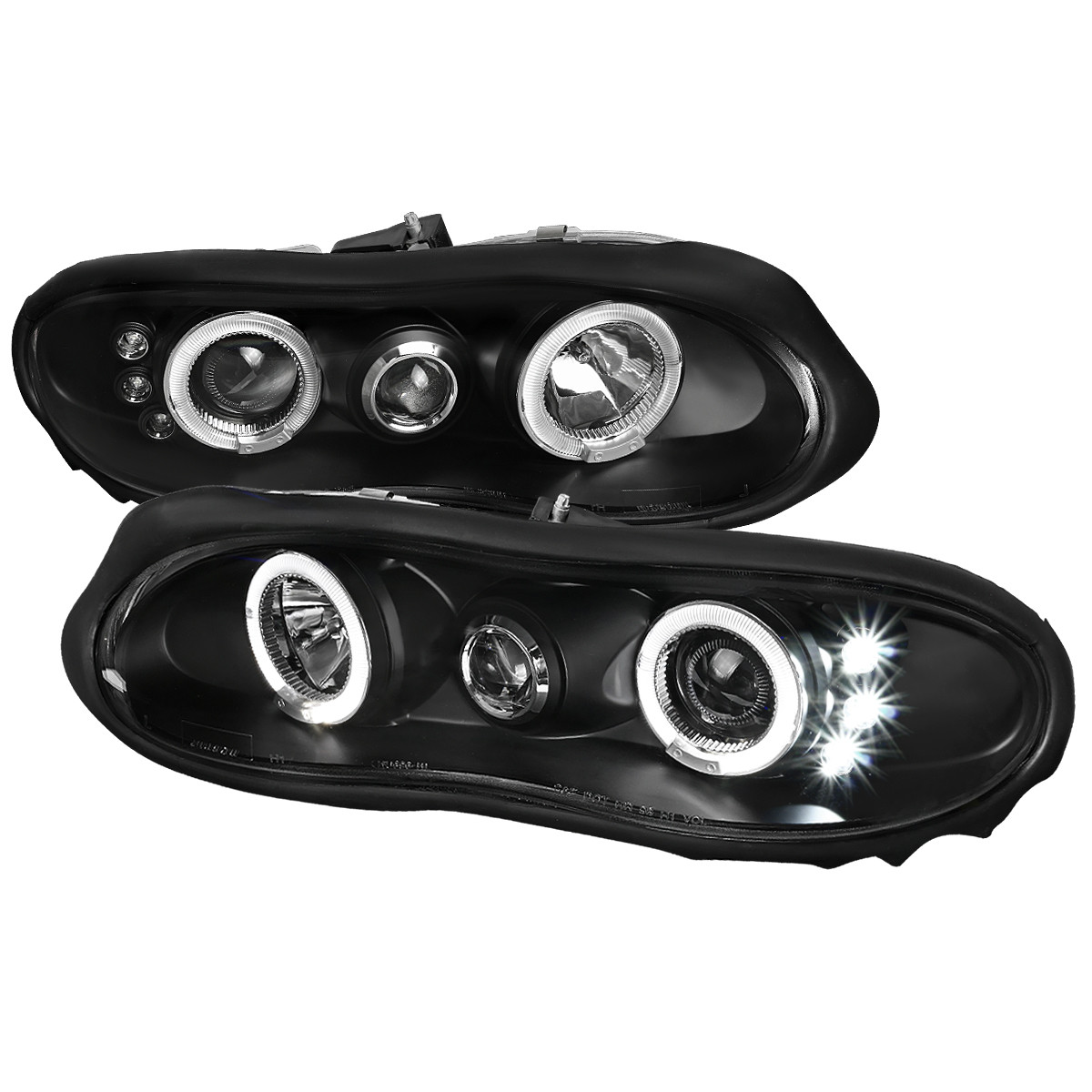 1998-2002 Chevrolet Camaro Dual Halo Projector Headlights (Matte Black Housing/Clear Lens)