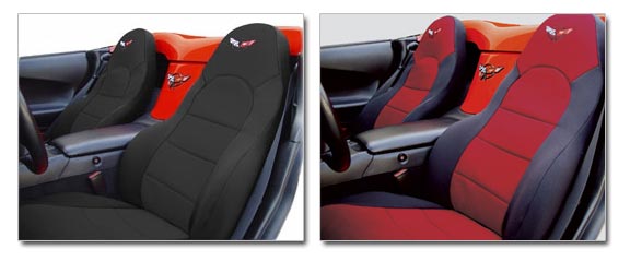 Seat Covers. Neoprene Black/Red - C5 Corvette