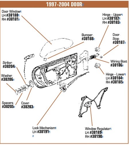 Door Bumper. 2 Required, C5 1997-2004