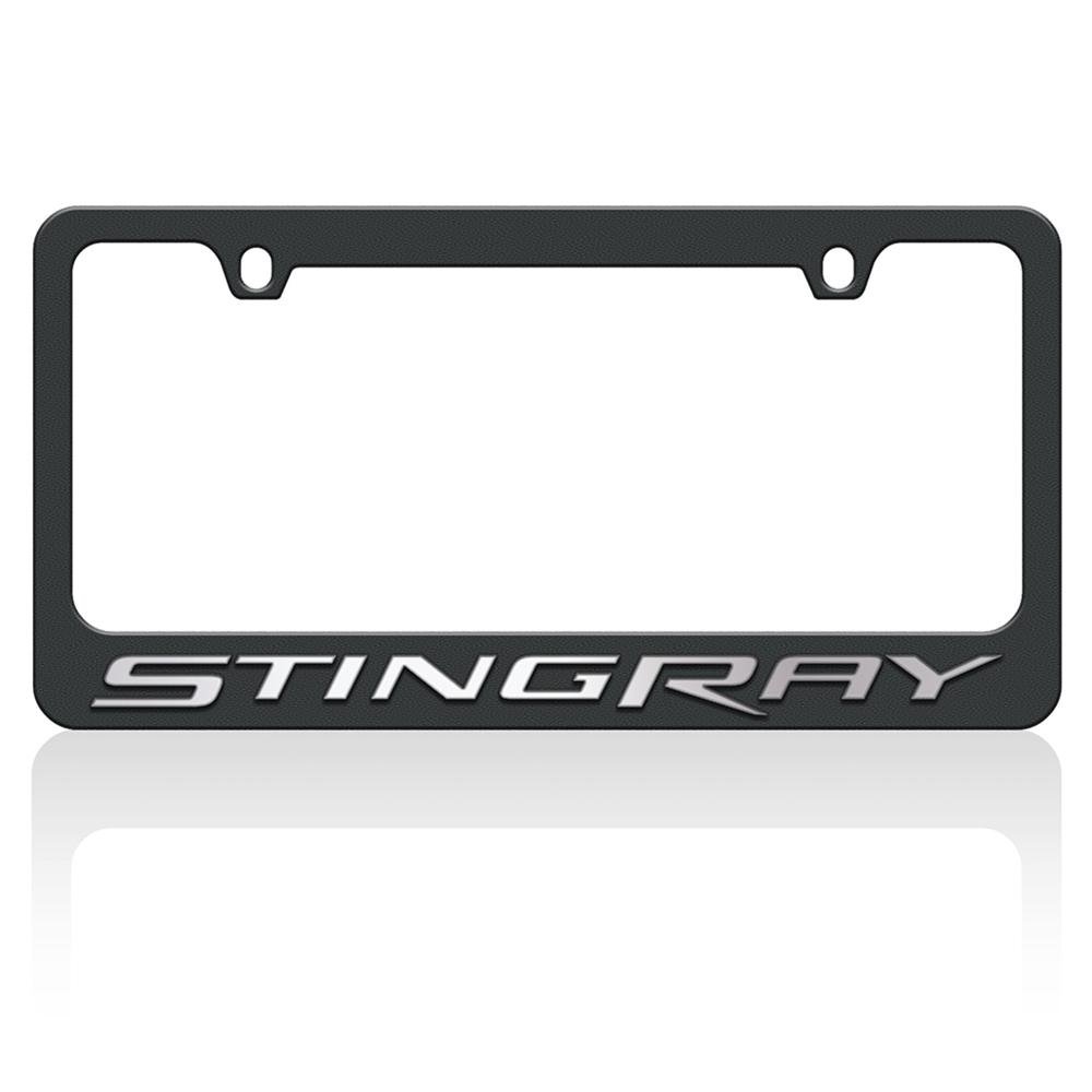 Corvette Stingray Mirror Script on Black License Plate Frame, C7 Stingray,  Z51