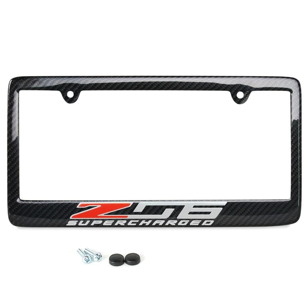 Corvette Z06 Supercharged License Plate Frame, Carbon Fiber, C7 Z06