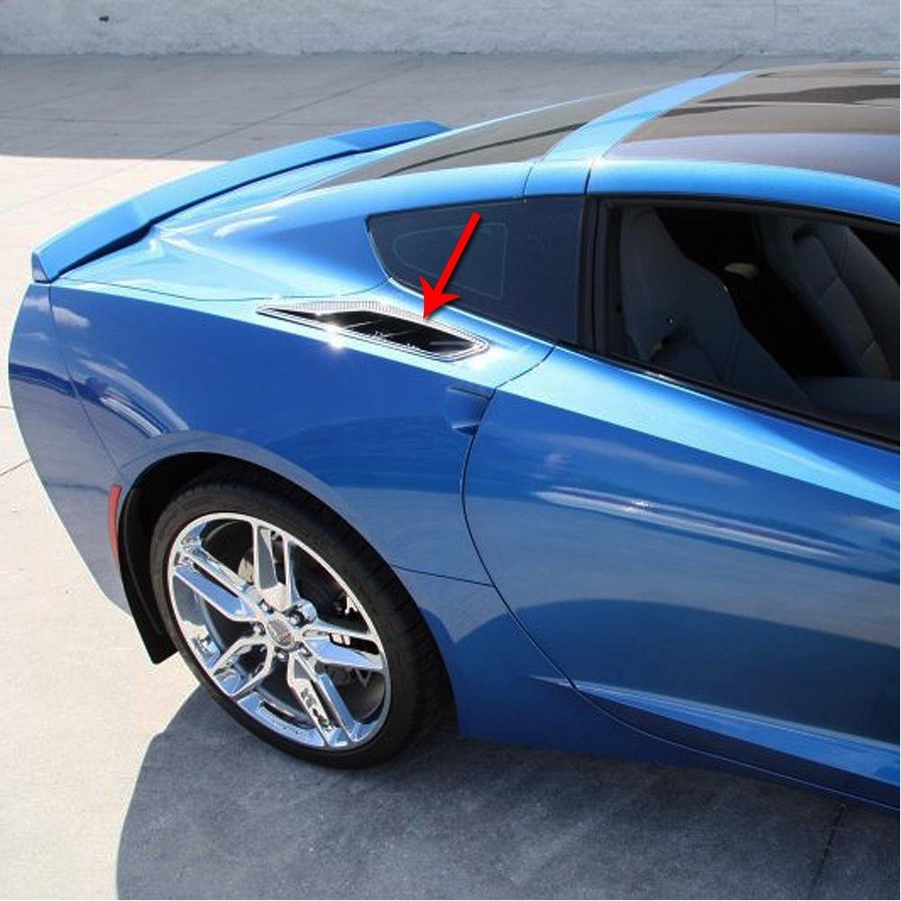 Corvette Rear Quarter Vent Set 10Pc Carbon Fiber w/Polished Trim, C7 Stingray,