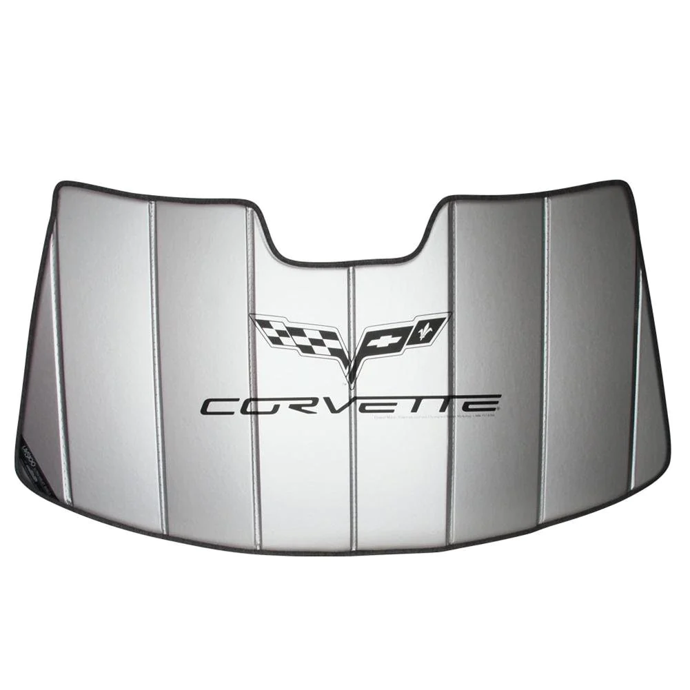 C6 Corvette Insulated Windshield Custom Sunshade Cover With C6 Flag Logo