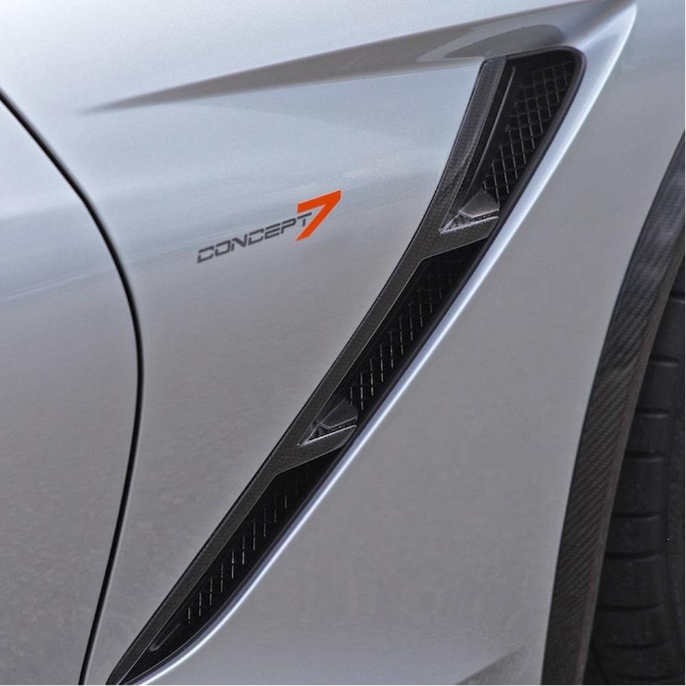 C7 Corvette Stingray Front Fender Vent Inserts,  Carbon Fiber, Concept7