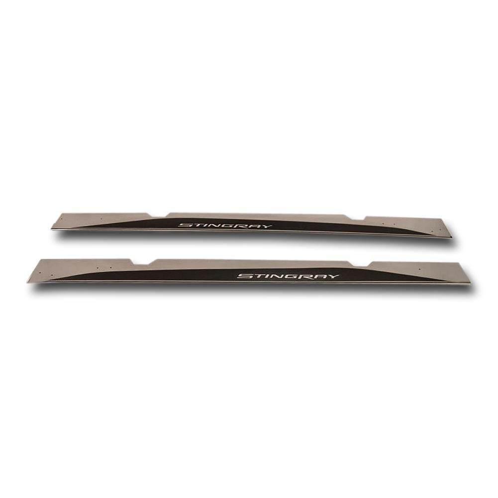 Corvette Side Skirts Stainless Steel w/Carbon Fiber w/Stingray Script, C7 Stingr