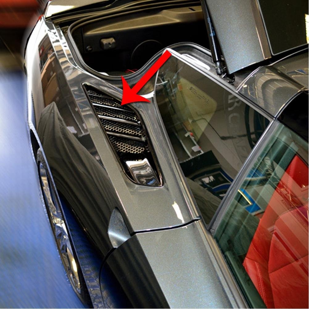 Corvette Rear Quarter Vent Grilles 2Pc Polished,  Matrix Series, C7 Stingray,  Z