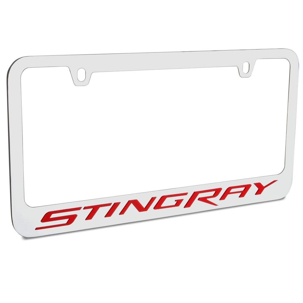 Corvette Stingray Red Script on Chrome License Plate Frame, C7 Stingray, Z51