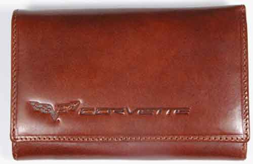 C6 Corvette Brandy Italian Leather Ladies Clutch Style Wallet By MotorHead Products -MH-1591