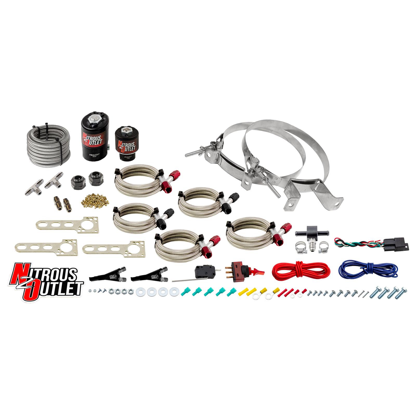 Import EFI Dual Nozzle System Gas/E85 5-55psi 70-200 HP No Bottle Nitrous Outlet