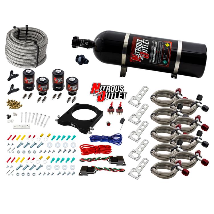 102mm LSX Dual Stage Plate System Gas/E85 5-55psi 50-200 HP 15lb Bottle 97-04 Co
