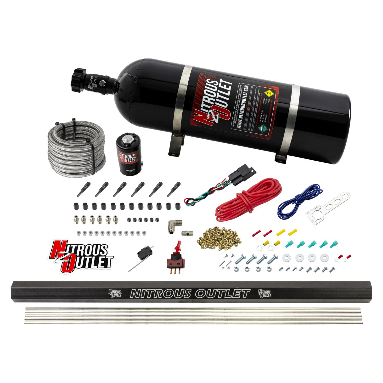 Dry 6 Cylinder Direct Port System .122 Nitrous Solenoid Injection Rail 90 Degree