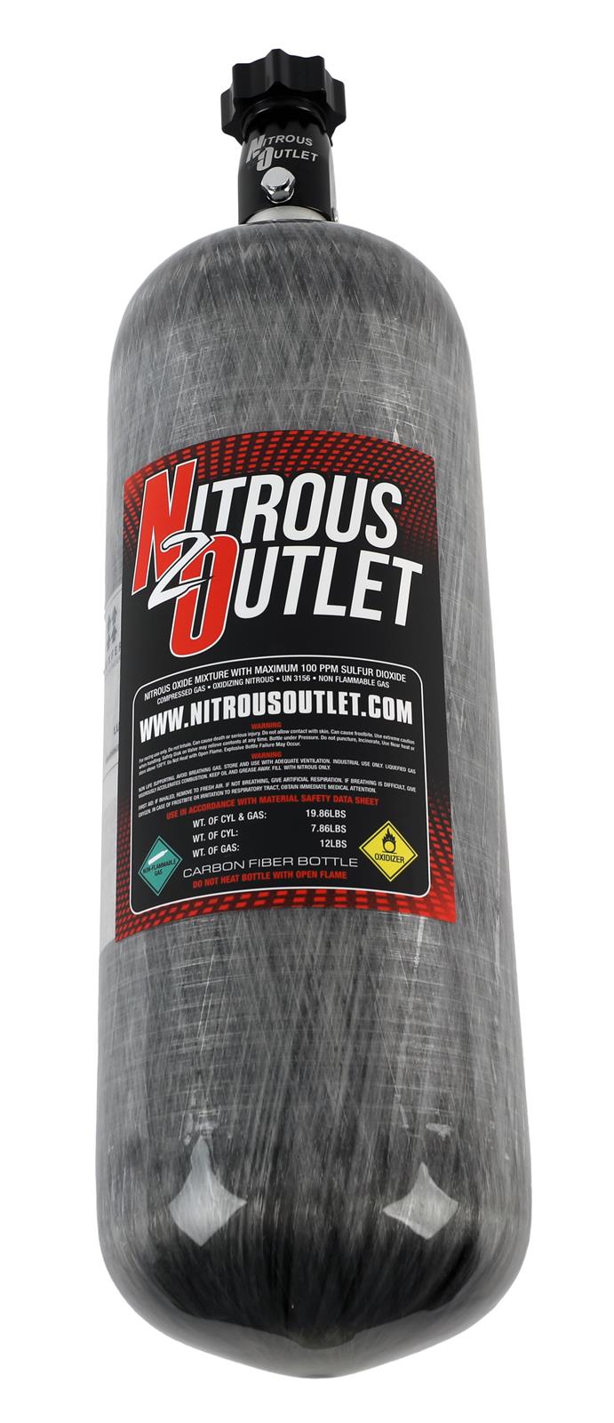 12lb Composite Nitrous Bottle .508 ID Billet Valve Nitrous Outlet