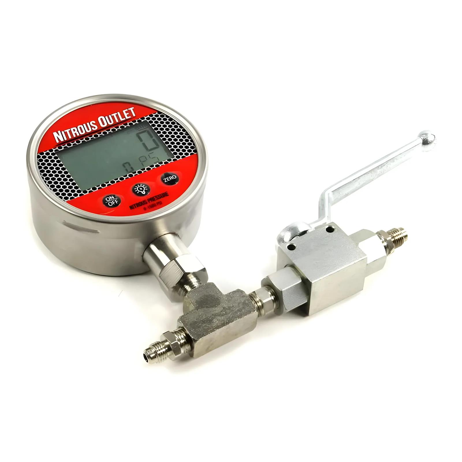 Digital Inline Nitrous Pressure Gauge 6AN Shut Off Valve Nitrous Outlet