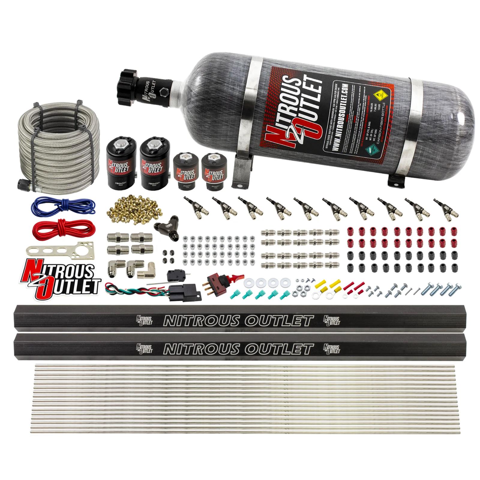 Nitrous Outlet 10 Cylinder Direct Port System - Two .122 Nitrous Solenoid/Two .3