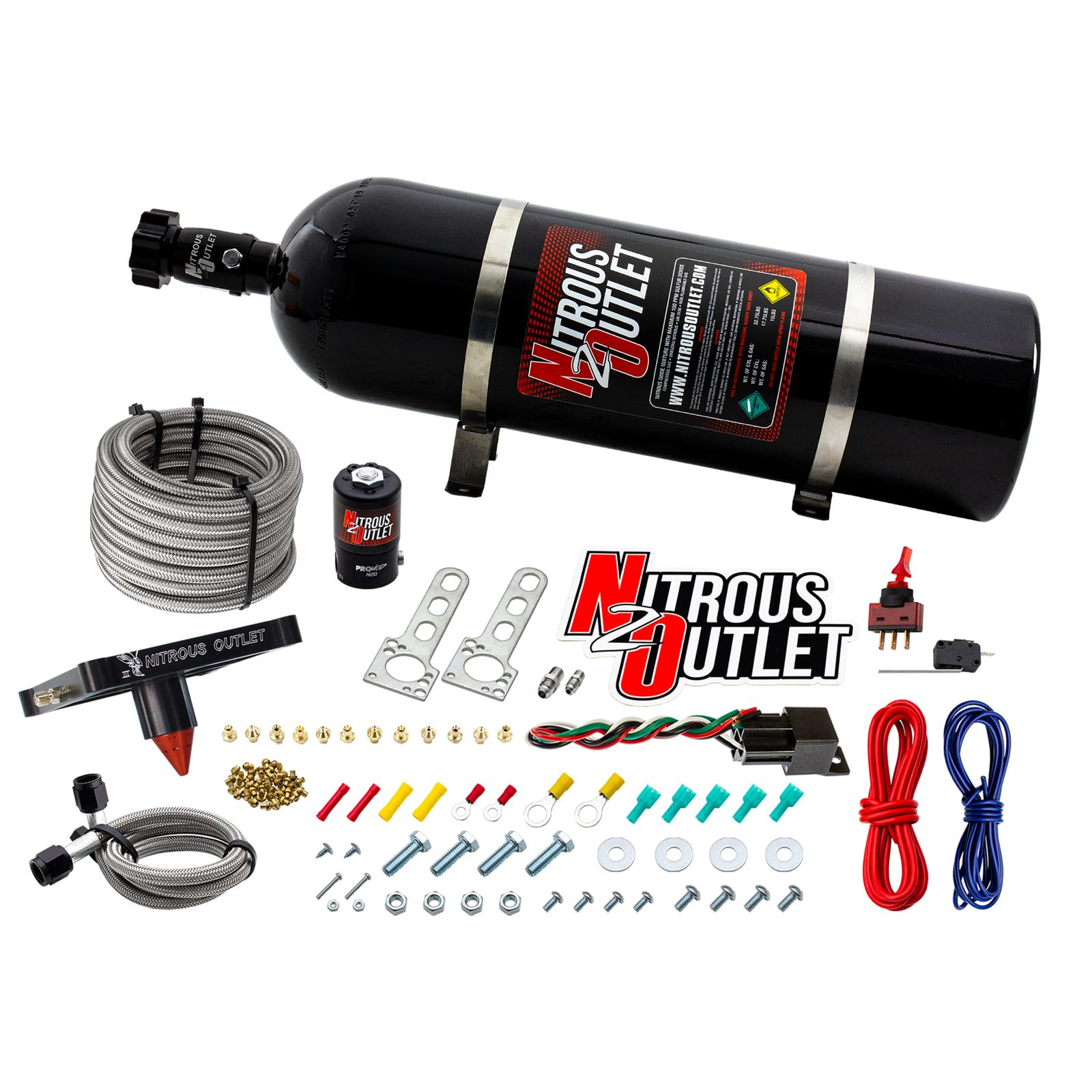 4500 Stinger 3 Dry System Braided Hoses .122 Nitrous Solenoid Universal Solenoid