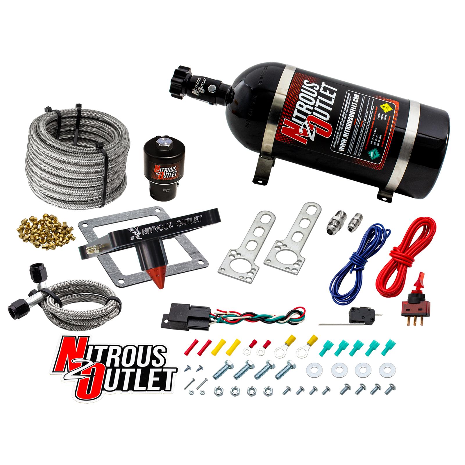 4500 Stinger 3 Dry Race System Braided Hoses .178 Trashcan Nitrous Solenoid Univ