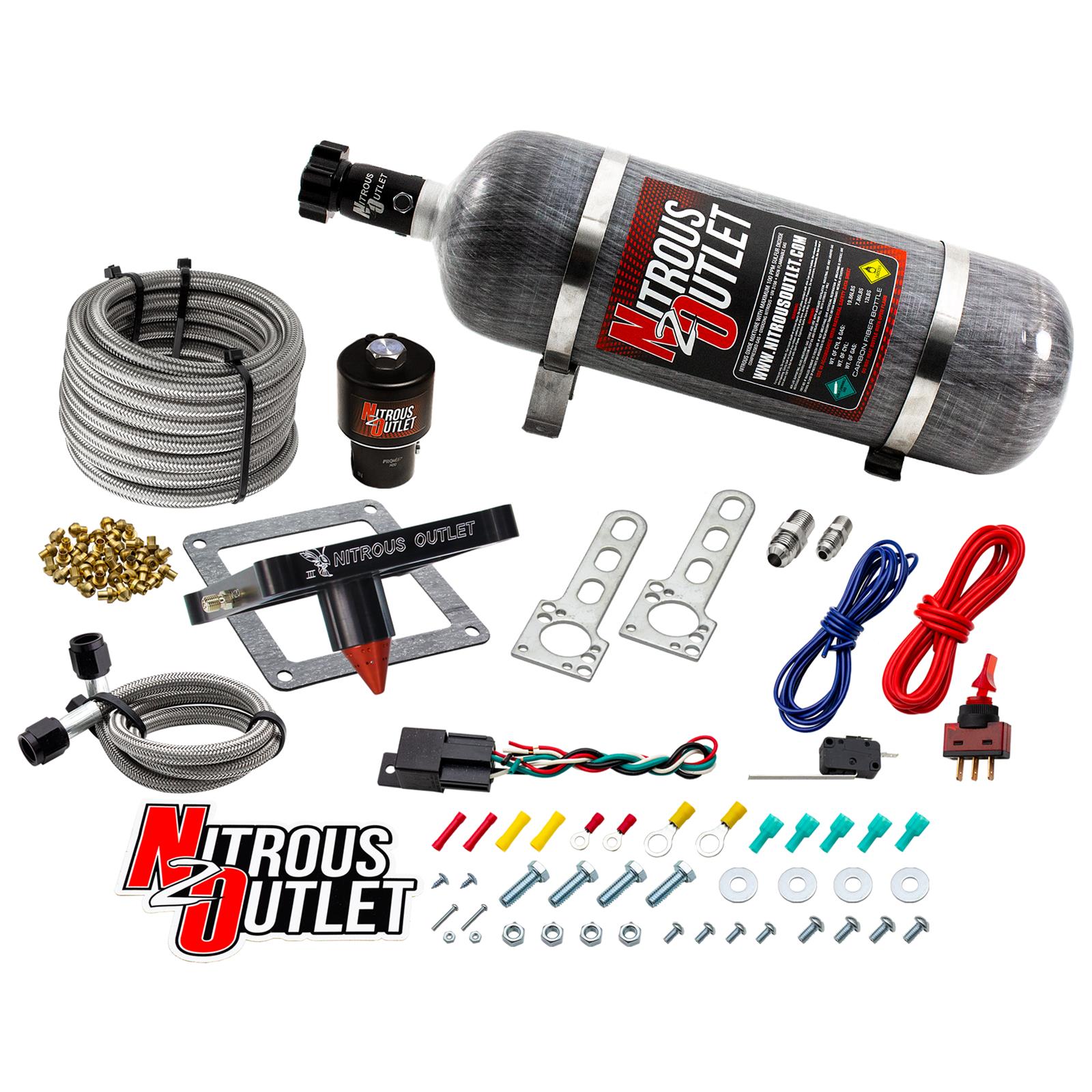 4500 Stinger 3 Dry Race System Braided Hoses .178 Trashcan Nitrous Solenoid Univ