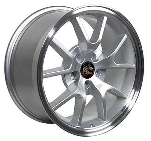 18" Replica Wheel fits Ford Mustang,  FR05B Machined Lip Silver 18x9