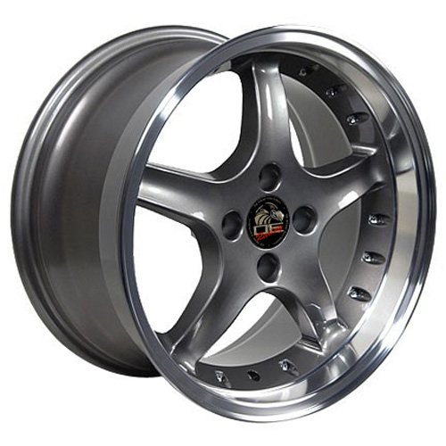 17" Replica Wheel fits Ford Mustang,  FR04A Machined Lip Anthracite 17x9