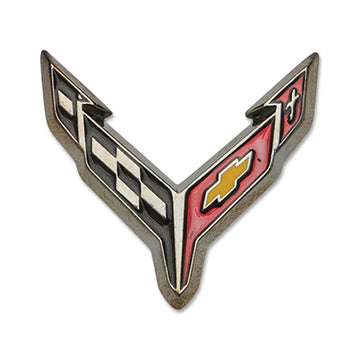 Corvette Metal Crossed Flags Hood Panel Badge Front Trunk, 2020+ C8