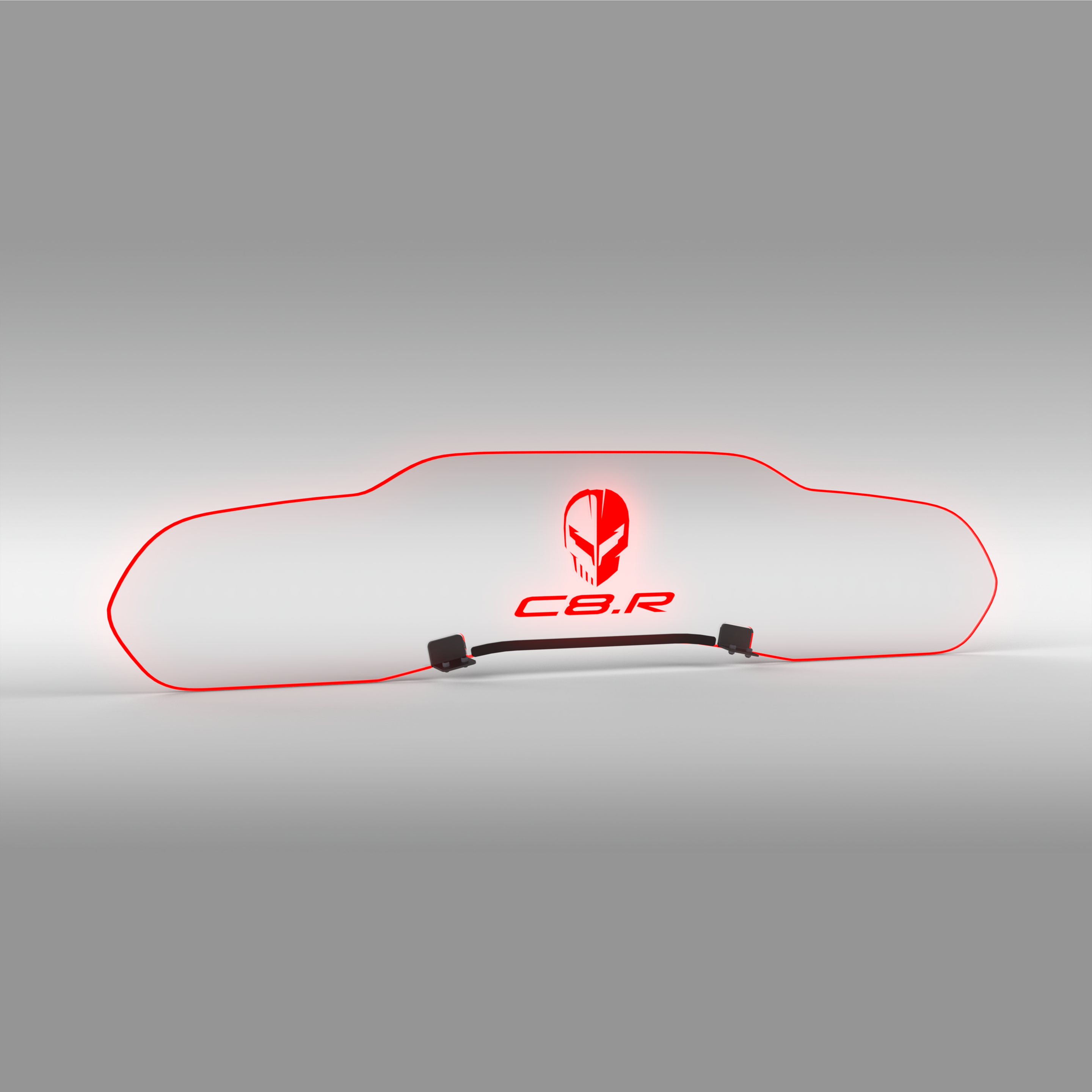 EOS WindRestrictor® C8 Coupe Rear Add On Glow Plate - Jak Skull + C8.R, Red