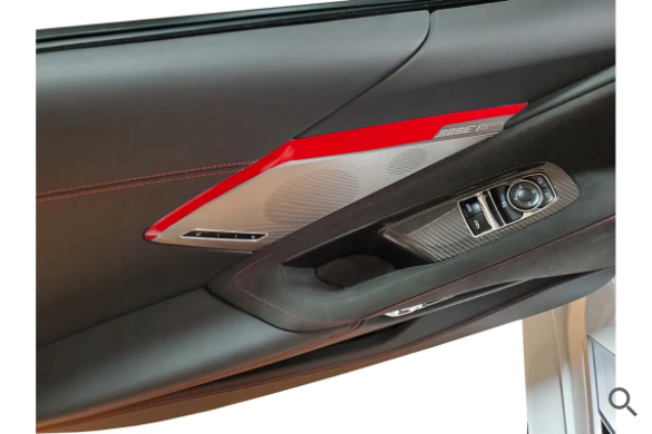 C8 2020-2024 Chevrolet Corvette Door Panel Speaker Accent Stripes, Gloss White