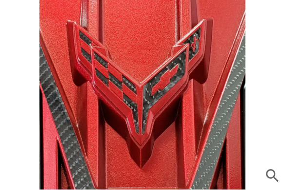 C8 2020-2024 Chevrolet Corvette Engine Cover Emblem Overlay, Red Gloss Carbon Fi