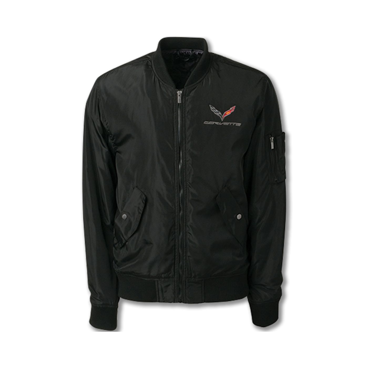 Corvette C7 Crossed Flag Logo Wingover Bomber Jacket
  Black